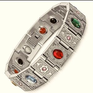 Magnetic stainless steel 7 stones gauntlet bracelet bangles fashion jewelry.